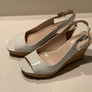 Franco Sarto Cream Open Toed Wedge size 9.5